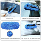 Expandable Car Exterior Duster for Cleaning, Microfiber Interior Scratch-Free Dust Cleaning Brush, Washable RV Cleaning Tool, Essential Car Wash Brush for Car Cleaning Kits. Blue 31 in.