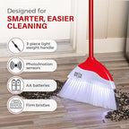 Indoor Broom with LED Lights | Angle Broom for Dark Corners & Low Light Areas | Soft Bristle, Adjustable Long Handle | Floor Sweeper for Kitchen, Room, Office & Garage (White)