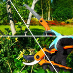 GARCARE 4 IN 1 Garden Shears Pruning Set with Bypass Pruning Shears Compound Lopper and Hedge Shears and Folding Saw with Carbon Steel Sharp Blades