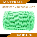 4mm x 300 Feet Light Green Jute Rope, Twine for Gardening Tomato Climbing Plant Tie Floristry Crafts Gift Wrapping Packing Decor