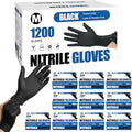 Fixwal 1200pcs Black Nitrile Disposable Gloves, 4 Mil, Latex Free & Powder Free, Food Grade for Cooking BBQ Food Prep, Cleaning, Automotive, Salon - Bulk Size