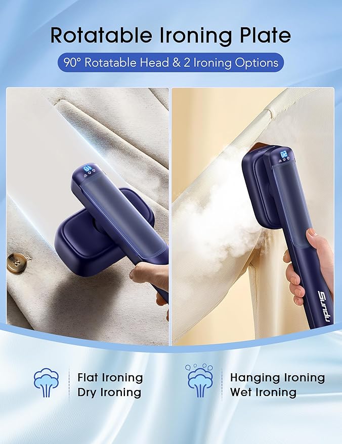 Smart Steam irons Handheld Steamer for Clothes – Global Voltage Adaptation, Palm-Sized & Lightweight, Dual Steam Modes, Easy Wrinkle Remover, Auto Shut-Off, for Travel & Home (100-240V)