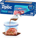 Ziploc Gallon Food Storage Freezer Bags, Stand-Up Bottom, Easy to Fill, 28 Count (Packaging May Vary)