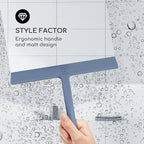 GÜTEWERK Shower Squeegee for Glass Doors, Silicone Window Squeegee, Bathroom and Glass Cleaning - Blue - 9 Inch