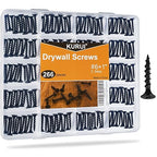 KURUI #6 * 1in Drywall Screws, Dry Wall Screws for Drywall Wood, 266Pcs Coarse Thread Sheetrock Screws - Black Bugle-Head Phillips Self Tapping Wood Screws