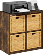 Furinno Cubicle Open Back Decorative Cube Storage Organizer, 4-Cube, Amber Pine