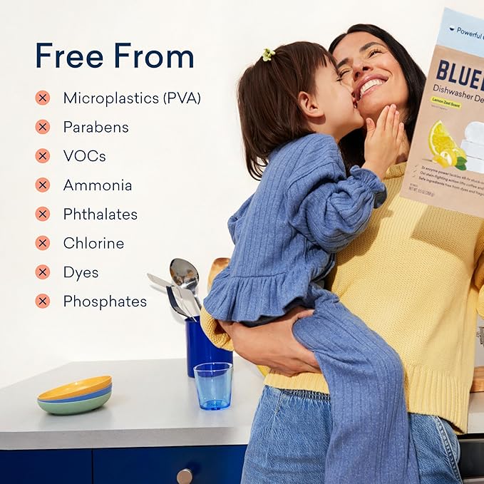 BLUELAND Dishwasher Detergent Tablets, 120 Count, Unscented 100% Plastic-Free Eco Friendly Dishwashing Pods, Natural, Sustainable