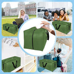 HOMESURE 4 Pack Large Strong Moving Bags with Zippers & Carrying Handles - Water-Resistant - Heavy Duty Storage Tote for Space Saving, Fold Flat, Alternative to Moving Box (Olive Green)