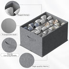 FHSQX 4 Pack Shoe Organizer for Closet,Foldable Shoe Organizer,Fits up to 48 Pairs,Storage Containers With Bottom Support for Shoes (Dark Grey, (16.5 * 12.6 * 9.5) x4)