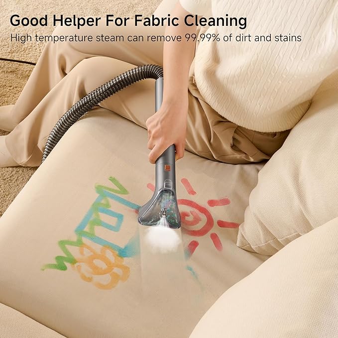 uwant Portable Carpet Cleaner with Steam& Hot Water System 18Kpa Powerful Suction Carpet Cleaner with 4 Cleaning Tools& Solution 2 in 1 Upholstery Cleaner Steam Cleaner for Pets, Car (Steam& Heating)