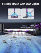 Cordless Vacuum Cleaner, Rapid Clean 23 Kpa Powerful Suction, 1.3 L Large Capacity, 2 Modes & 30Mins Runtime, Rechargeable Stick Vacuum for Pet Hair Hardwood Carpet - Purple