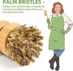 SUBEKYU Bamboo Dish Scrub Brushes, Kitchen Wooden Cleaning Scrubbers Set for Washing Cast Iron Pans/Pots, Set of 3