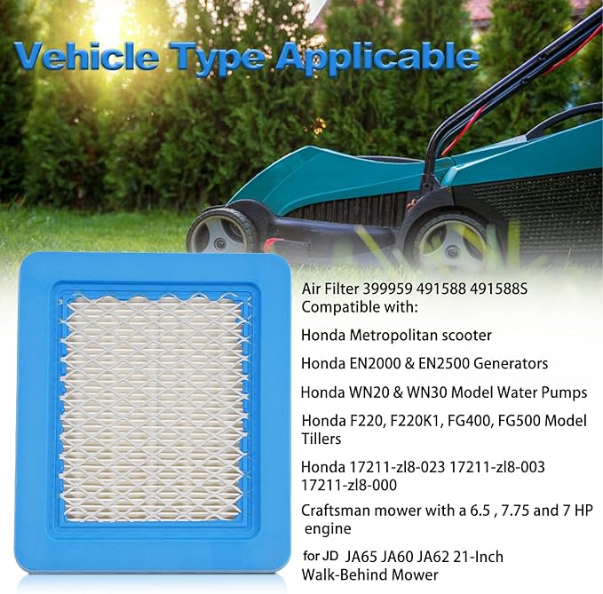 17211-Z8B-901 17211-zl8-023 Air Filter fit for Honda gc135 gcv135 gc160 gcv160 gc190 gcv190 gx100 and gxv57 Engines Lawn Mower Air Cleaner 491588 399959 F220 tillers, Bomag BT60(10 pack)