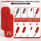 LOVECO Reusable Microfiber Duster Refills Compatible with OXO & MR.SIGA Dusters – 2 Pack Washable Duster Replacement Heads for Scratch-Free Dust and Hair Cleaning (Handle Not Included)