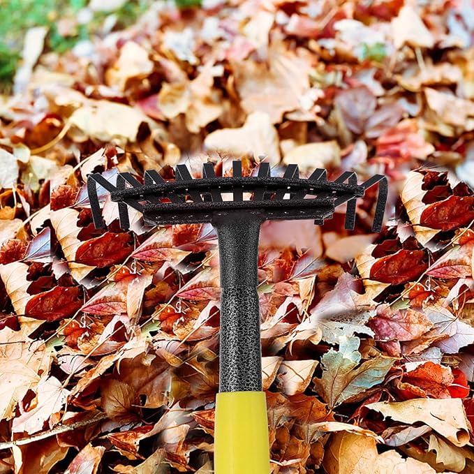 HOSKO 74 Inch Leaf Rake, 11 Tines Garden Rakes with Adjustable Sectional Handle for Quick Clean Up of Lawns, Garden, Farm, Pasture, Yard and Chicken Coop