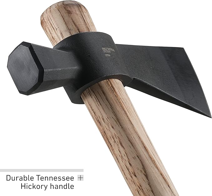 CRKT Chogan Hammer T-Hawk: Outdoor Camping Axe with Hammer Poll, Forged Carbon Steel Head, Tennessee Hickory Wooden Handle 2724