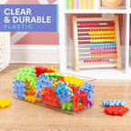 Plastic Food Storage 6 Pack Clear Container Bin with Handles for Organizing Kitchen, Pantry, Fridge, Freezer, Pantry, Bathroom. 14"x6"5"