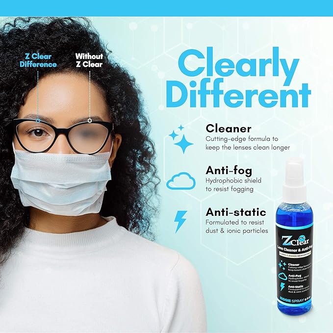 Anti-Fog 6oz Spray | Eye glasses cleaner | Goggles anti fog | Sunglasses cleaner | Windshields | Mirrors | Visors | Safe for all Lenses |+ With Microfiber Cloth
