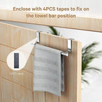Stainless Steel Over Door Towel Rack Bar Holders for Universal Fit on Over Cabinet Cupboard Doors 2 Pack (Sliver)