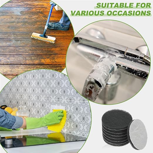 Power Scrub Pads, Scrubbing Pads 1000 Grits Scouring Discs - Fitting for (Home Kitchen Cleaning - Drill Attachment - Scrubber Replacement) 16 Pcs & 4 Inch & Gray