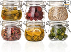 Liuruiyu 16oz - 6 Pack Round Glass Jars with Airtight Lid, Wide Mouth Mason Jars with Clamp Lids, Air Tight Glass Canisters, Food Storage Containers for Cereal, Pasta, Beans, Sugar, Coffee, Spice