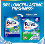 Purex 4-in-1 Laundry Detergent Pacs, Mountain Breeze, 66 Count, Brightening and Whitening, Powerful Clean, Tough on Stains, Boost of Freshness