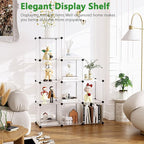 C&AHOME Cube Storage, 9-Cube Plastic Closet Cabinet Organizer, DIY Stackable Bookshelf, Modular shelving Units Ideal for Home, Office, Kids Room, 36.6"L x 12.4" W x 48.4" H Translucent White SBTM3009A