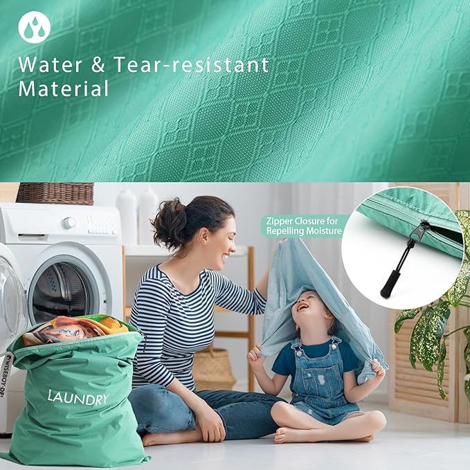 WiseBoy 2 Pack Laundry Bags, Washable Wet Dry Bag, Travel Laundry Bag Dirty Clothes Organizer, Swimming Yoga Bathing Suit Workout Wet Dry Bag - Blue