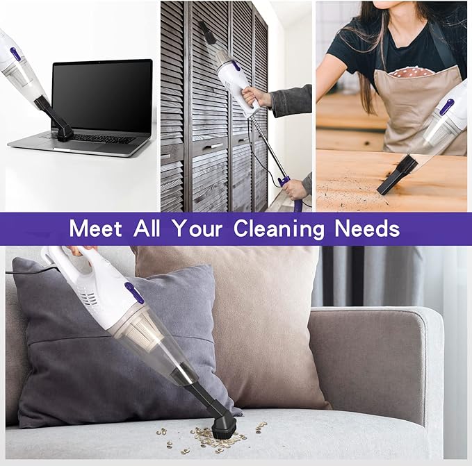 Intercleaner Corded Vacuum Cleaner, 15KPa Powerful Suction with 400W Motor, 12 in 1 Lightweight Bagless Stick Vac with Handheld, Ultra Quiet, for Hardwood Floor Carpet Car Pet Hair Car Pet Hair