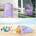 Polecasa Heavy Duty Diamond Large Mesh Laundry Bag with ID Tag and Locking Drawstring Closure - 24 x 36 inches - Laundry Hamper Liner, Washable Laundry Bags for Travel, Sports, Dorms (Purple)