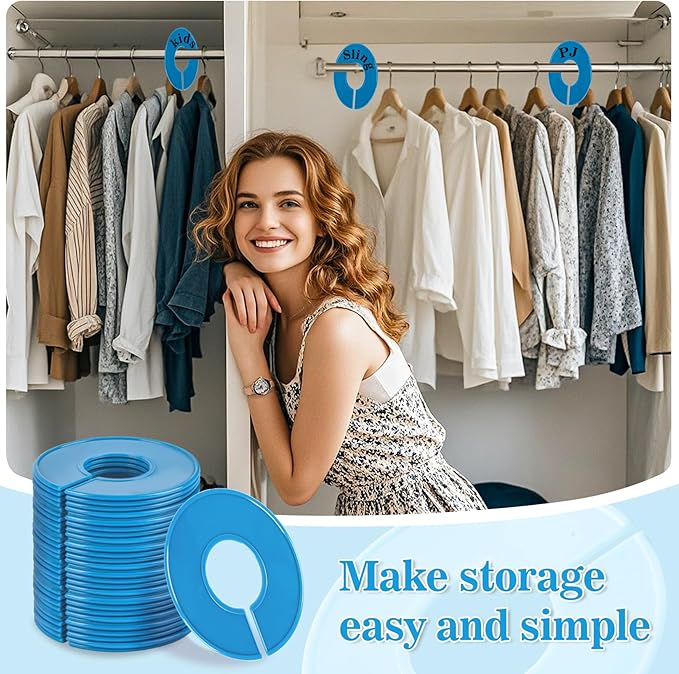 Sukh Baby Closet Dividers 30pcs - Plastic Clothes Organizer Shelf Tags Labels for Clothing Rack Wardrobe Store Warehouse Nursery Must Haves Boutique Supplies Sturdy Durable Flexible No Burrs (Blue)