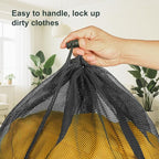 Large Mesh Laundry Bag for Travel: 2 Pack 23 x 34 Inches Heavy Duty Hamper Liner Bags - Washable Laundry Drawstring Bag for College, Dorm, Family and Apartment Dwellers, Black