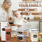PRAKI Airtight Food Storage Containers with Lids, 12PCS Plastic Kitchen Storage Containers for Pantry Organizers and Storage - Cereal, Rice, Flour and Sugar Containers with Labels & Marker