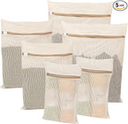 6-Piece Bag, Durable Cotton Mesh Laundry Bag, Sturdy Zipper, Breathable Mesh, Exquisite Laundry Bag for Underwear, Clothes, Pants, Shoes and Socks