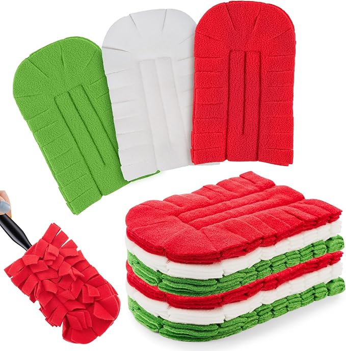 Zubebe 12 Pcs Duster Refill Reusable Fleece Duster Refills Feather Flat Dusters Multi Surface Washable Cleaning Pads Tools for Home, Blinds, Car, Pet, Furniture, Fans (Red,White,Green)