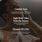 Black Wolf Salicylic Acid Body Wash for Men - 14 Fl Oz Men's Acne Body Wash - Charcoal Helps Reduce Acne Breakouts & Cleanse Your Skin - Full Coverage & Deep Clean Treatment - Men's Bodywash