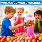 11-Inch Mini Gumball Machine - Vintage Candy Dispenser with Glass Globe, Metal Base, and Free Spin Coin Mechanism by Great Northern Popcorn (Pink)