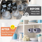 2 Pack Tumbler Lid Organizer, Horizontal Tumbler Lid Storage Hook to Hold Up 20 Lids, Space Saving Cup Lid Holders Under Cabinet Tumbler Lid Hook for Kitchen Organizer, Paper Towel Rack Hanger (White)