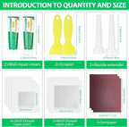 Drywall Repair Kit - Large Hole Patch, Wall Mending Agent with Scraper - Easy to Fill Holes for Home Wall, Plaster Dent Repair - 2 Pcs