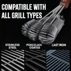 Kona 360 Clean Grill Brush - 18 inch Best BBQ Grill Brush - Wood Grain Designer Handle - Stainless Steel 3-in-1 Grill Cleaner Provides Effortless Cleaning