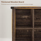 GarveeHome 9 Cube Storage Organizer Bookshelf, 4 Tier Farmhouse Horizontal Bookcase, 37.4 Inch Wood Storage Bookcase for Entryway, Long Low Bookshelves for Living Room-Black Oak