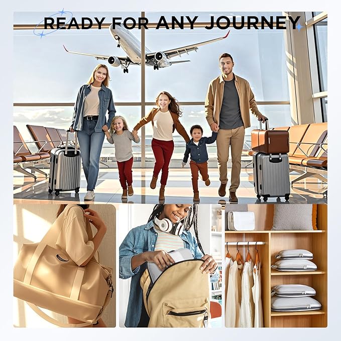 8 Set Compression Packing Cubes for Travel Essentials,Compressible Expandable Packing Cubes for Suitcase,OlarHike Luggage Organizer Bags for Travel,Handy Helper for Organizing Clothes(White)