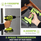 FASTPRO 177-Piece 20V Cordless Lithium-ion Drill Driver and Home Tool Set, Household Repairing Tool Kit with Drill in Storage Case, Green