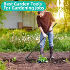 Bow Rake for Soil Leveling 60 Inch Heavy Duty Garden Tool with 12 Tines Adjustable Long Handle Thatch Rake for Gardening Loosening Soil Leveling Mulch Gathering Leaves, Black