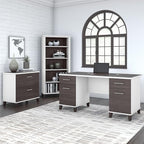 Bush Furniture Somerset 5 Shelf Bookcase in Storm Gray, Tall Bookshelf, Large Book Shelf for Living Room, Home Office, or Entryway