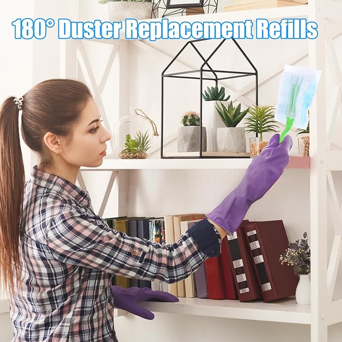 30PCS Disposable Dusters Refills Compatible with Swiffer,180 Degree Electrostatic Disposable Replacement Head for Home,Office,Ceiling Fans,Blinds and Furniture Dusting