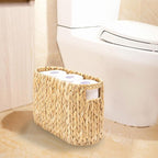 Wicker Toilet Paper Storage Holder with Built-in Handles, Toilet Paper Holder for up to 6 Mega Rolls, Water Hyacinth Toilet Paper Baskets Bathroom Accessories Organizer