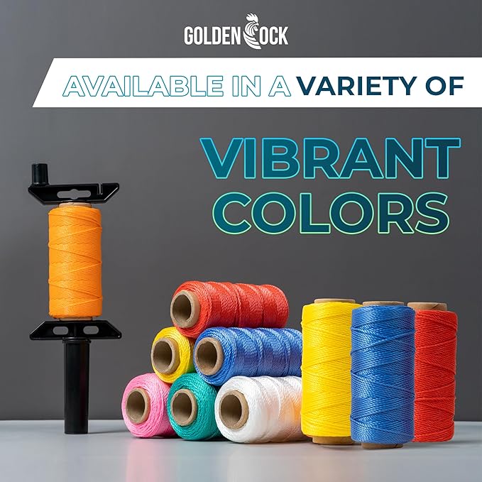 3 Roll Mason Line String – 262ft, 1.3mm Thick Twisted Polypropylene – Durable Construction Twine for Laying Bricks, Blocks, Fences in Gardening, DIY & Landscaping Projects (Yellow,Red,Blue)