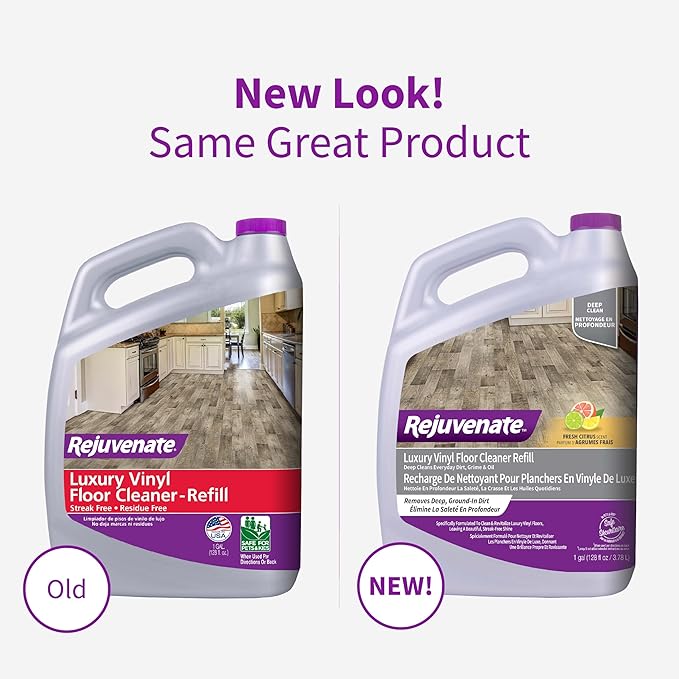 Rejuvenate Luxury Vinyl Floor Cleaner Refill, 1 Gallon, Gently Cleans and Revitalizes Luxury Vinyl Floors