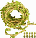 Naidiler 196 Ft Burlap Leaf Ribbon Twine for Crafts for Safari, Jungle, Fairy Party, Woodland Baby Shower, Enchanted Forest Decorations Vines Decor